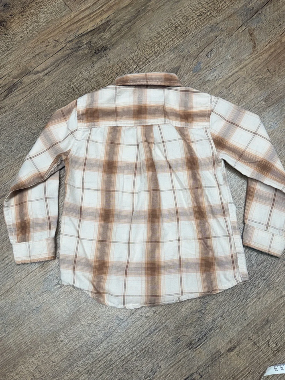 The Children's Place Cream & Brown western Plaid Button-Down Shirt size 2t